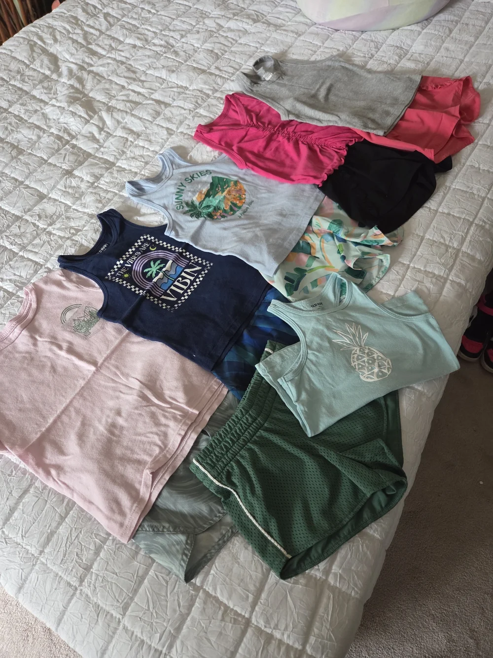 Assorted Girls' Tank Tops and Shorts - Pink, Navy, Mint, Gray, Green